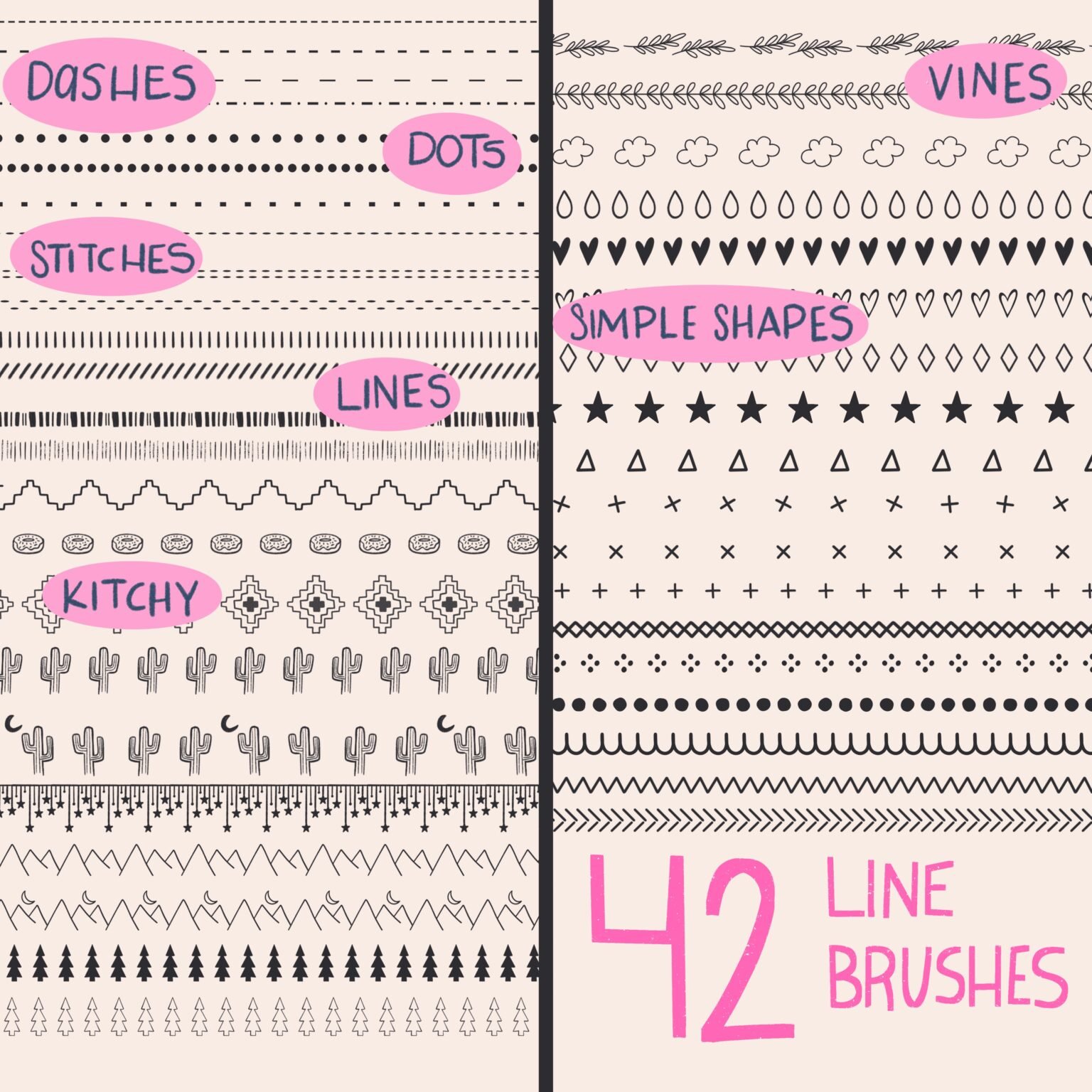free line brushes procreate